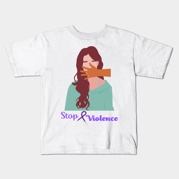 Stop Violence Kids T-Shirt by Cachorro 26